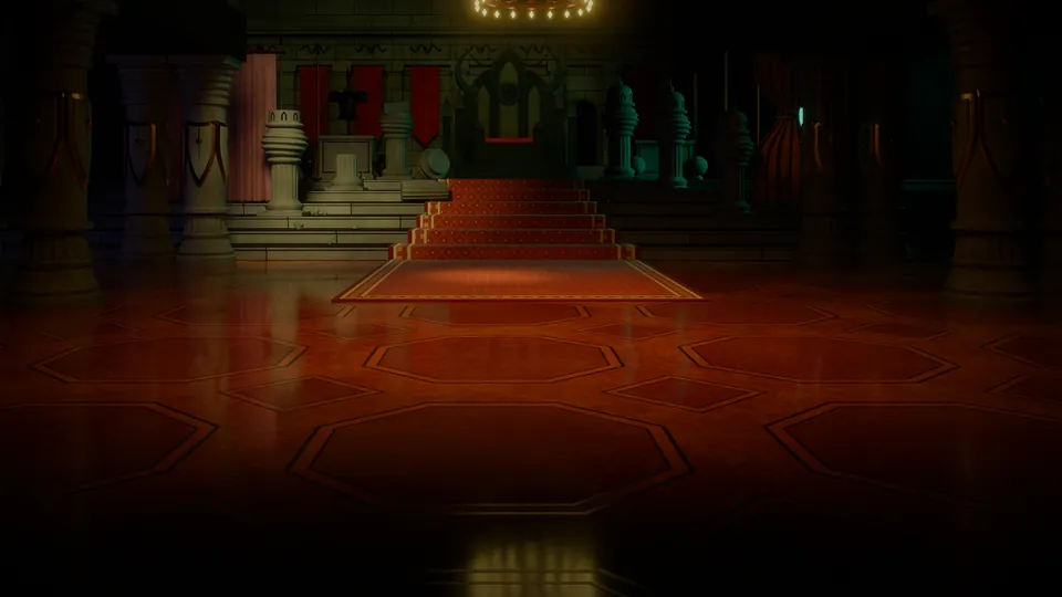 The throne hall, the backdrop of character selection